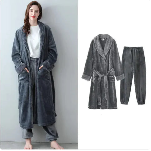 Thick Flannel Bathrobe